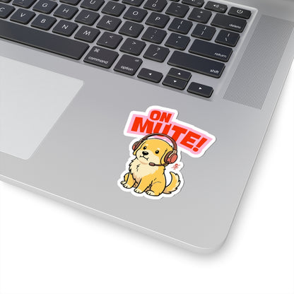 On Mute Dog Sticker | Funny Office Vinyl Decal – Agenda Animals