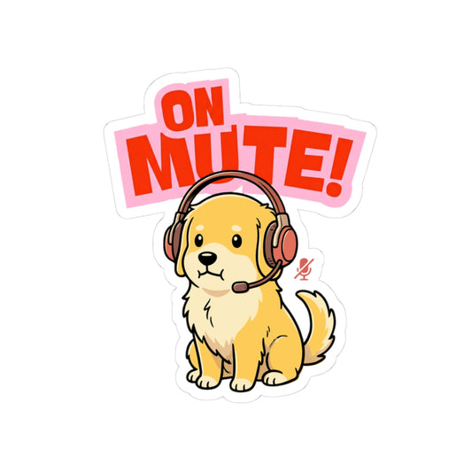 On Mute Dog Sticker | Funny Office Vinyl Decal – Agenda Animals
